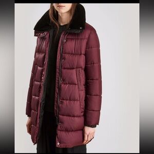 Barbour Darcy quilt Burgundy Puffer long Jacket